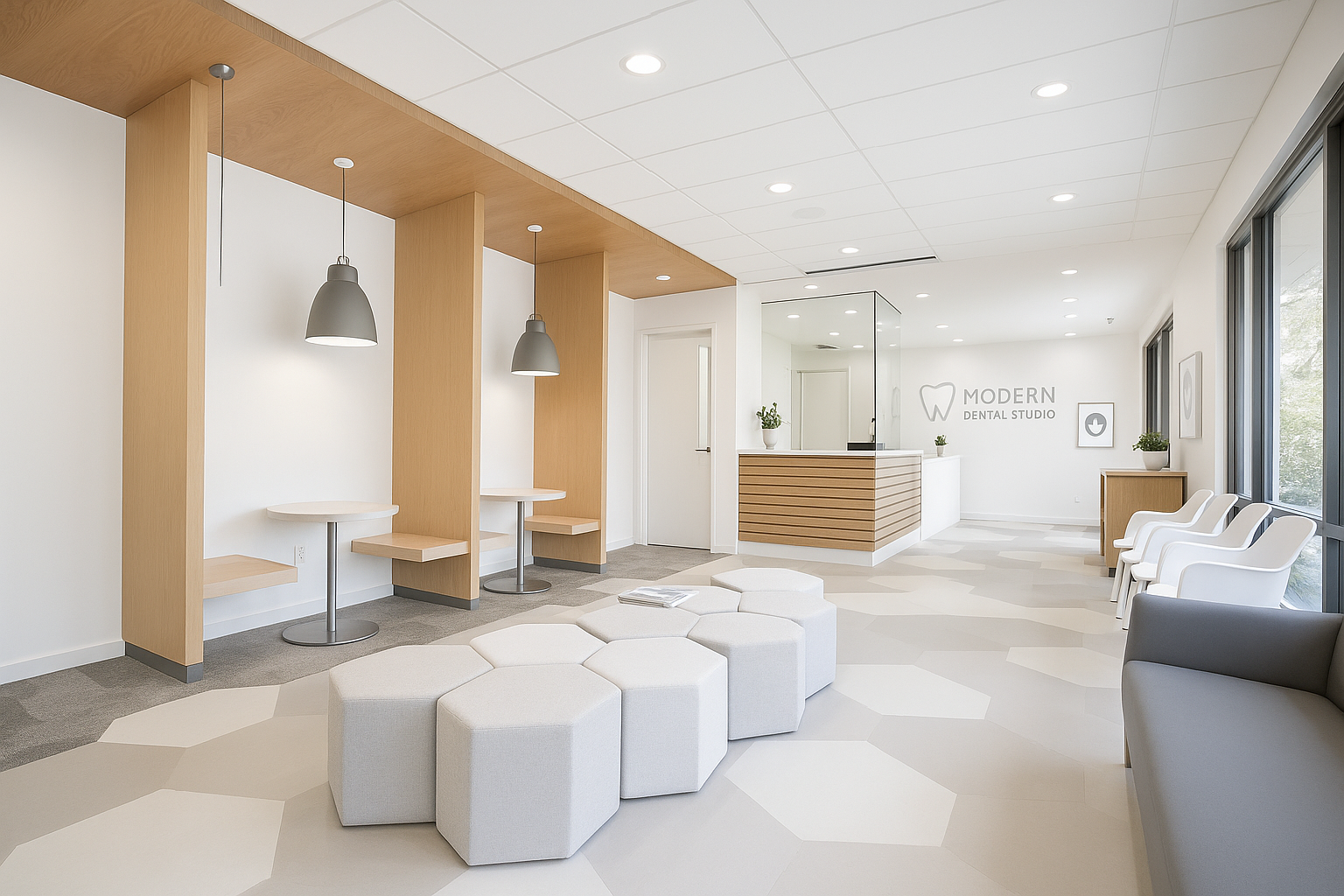 Comfortable dental clinic waiting area